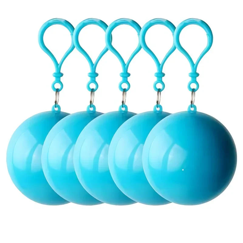 1-5PCS Mini Portable Raincoats Ball Colorful Disposable Thicken Rain Ponchos Emergency Waterproof Rainwear Cape Keyring Balls