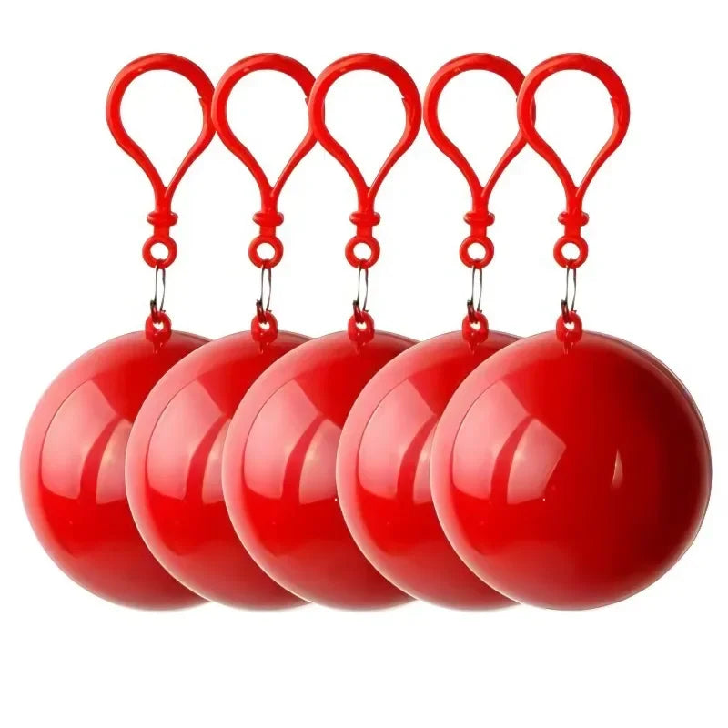 1-5PCS Mini Portable Raincoats Ball Colorful Disposable Thicken Rain Ponchos Emergency Waterproof Rainwear Cape Keyring Balls
