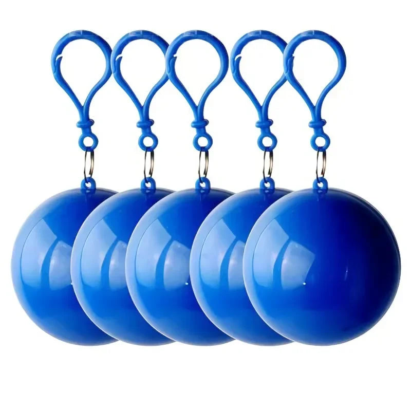 1-5PCS Mini Portable Raincoats Ball Colorful Disposable Thicken Rain Ponchos Emergency Waterproof Rainwear Cape Keyring Balls