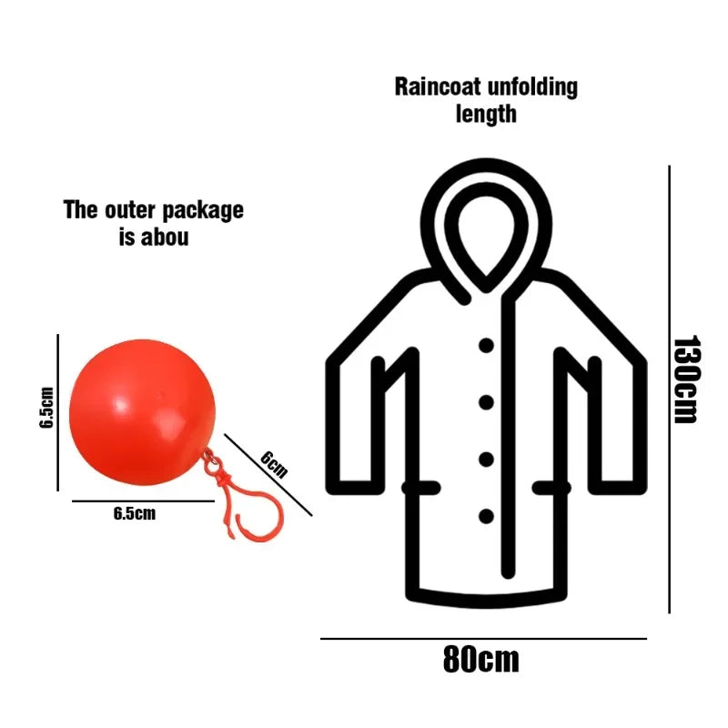 1-5PCS Mini Portable Raincoats Ball Colorful Disposable Thicken Rain Ponchos Emergency Waterproof Rainwear Cape Keyring Balls
