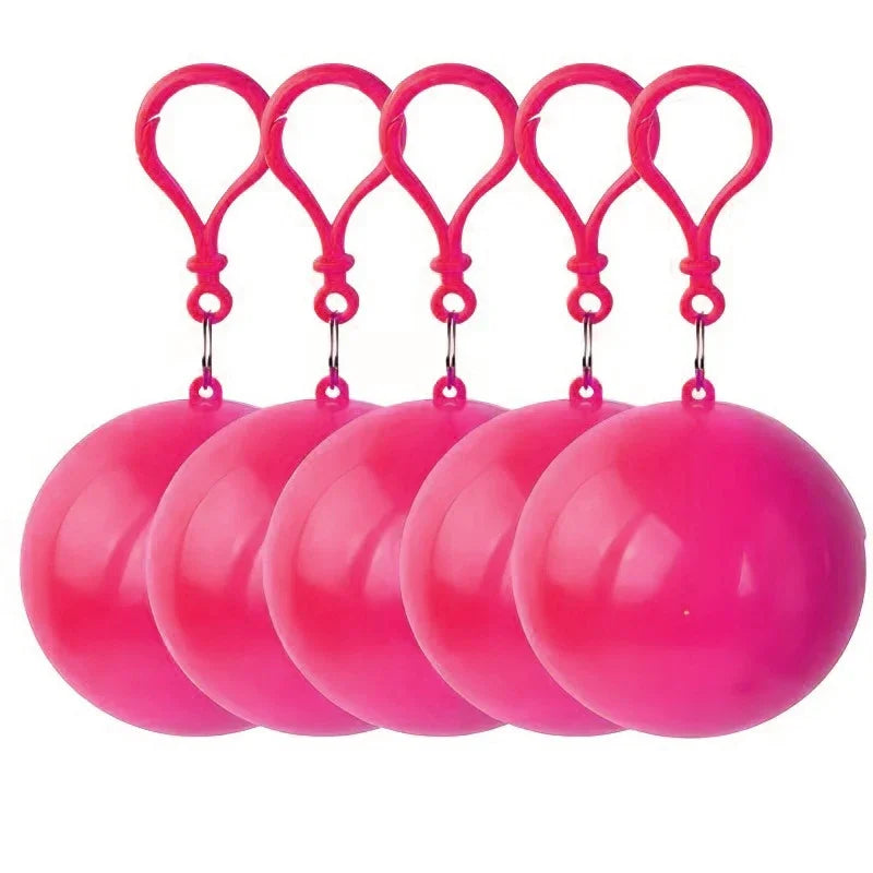1-5PCS Mini Portable Raincoats Ball Colorful Disposable Thicken Rain Ponchos Emergency Waterproof Rainwear Cape Keyring Balls