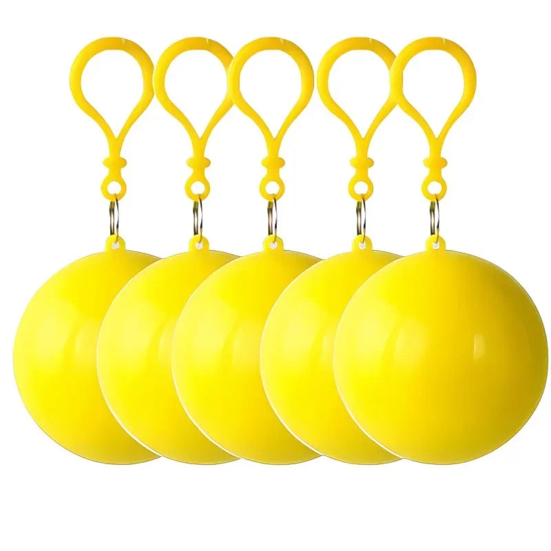1-5PCS Mini Portable Raincoats Ball Colorful Disposable Thicken Rain Ponchos Emergency Waterproof Rainwear Cape Keyring Balls